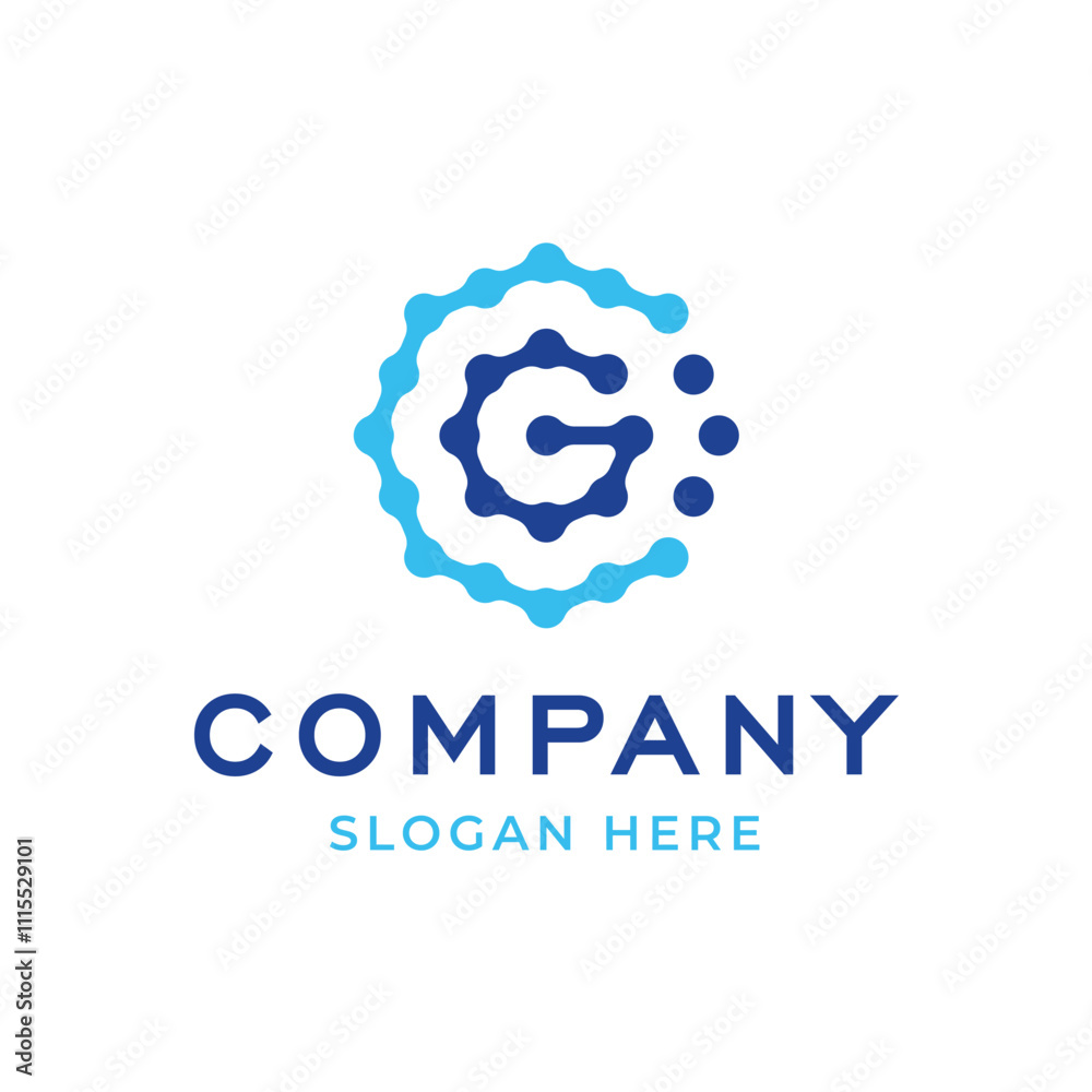 Obraz premium Letter C G Tech Connencting Dots logo Design