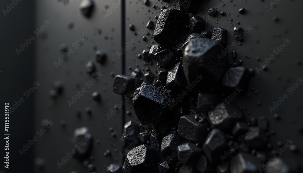 Abstract Dark Matter: A 3D Render of Black Cubes and Geometric Shapes Abstract Dark Matter: A 3D Render of Black Cubes and Geometric Shapes