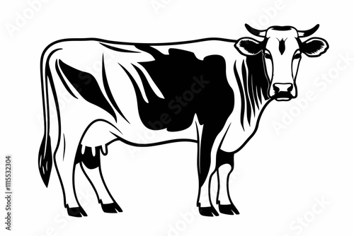 Cow liner vector illustration, cow silhouette