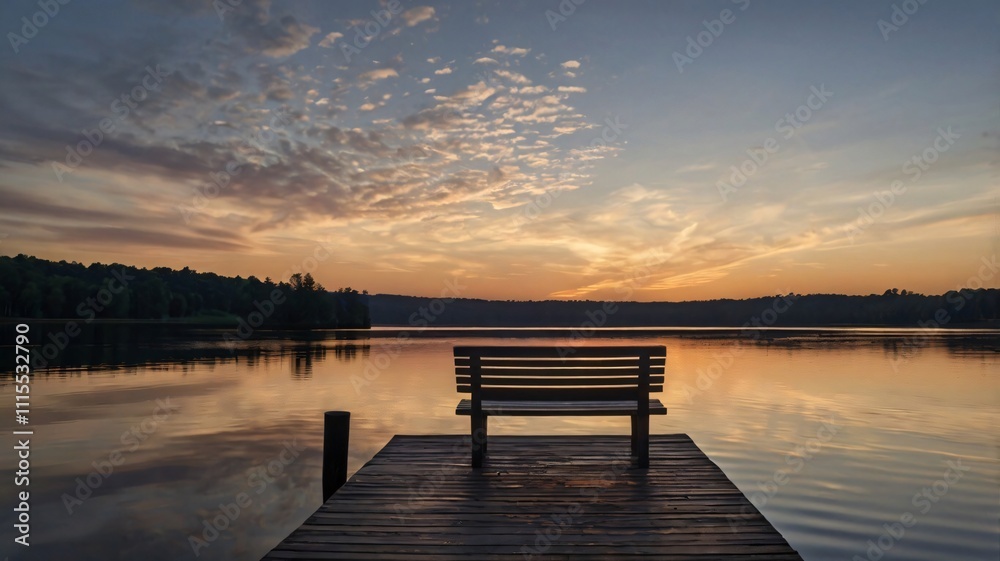 Naklejka premium Serene Sunset at the Lake