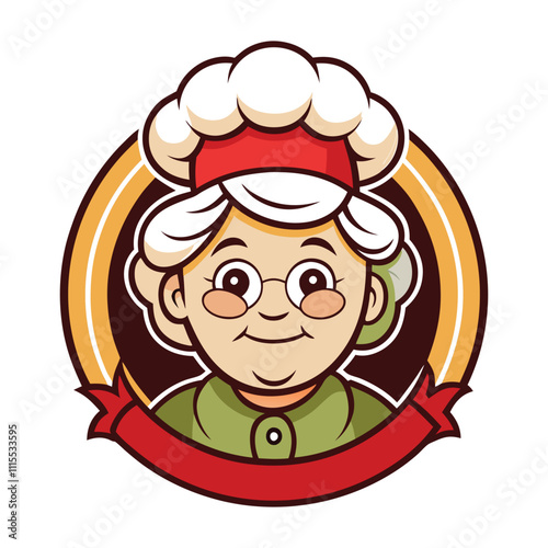 Grandma chef mascot logo illustration