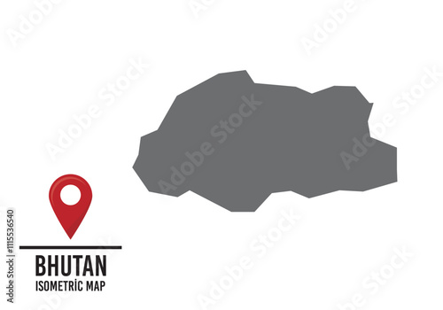 Bhutan vector map illustration, country map with markings. vector illustration.