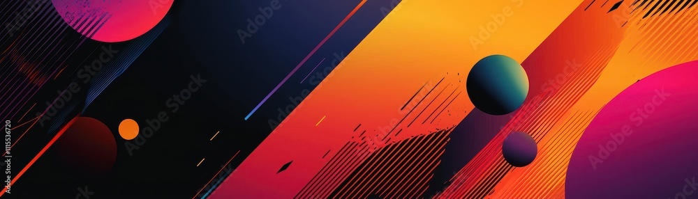 Obraz premium Vibrant Abstract Composition with Geometric Shapes and Vivid Colors