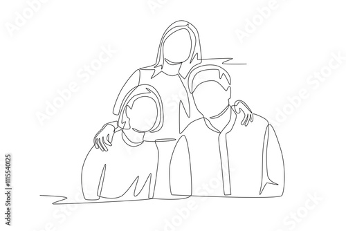 Family gatherings concept one-line drawing