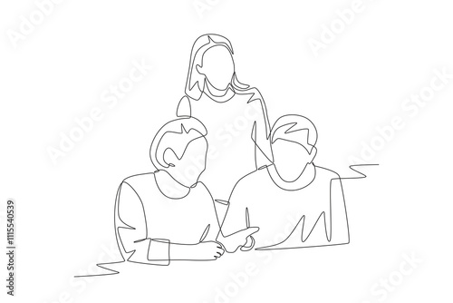 Family gatherings concept one-line drawing