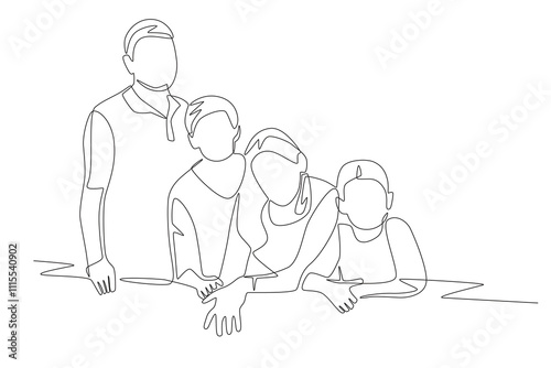 Family gatherings concept one-line drawing