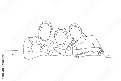 Family gatherings concept one-line drawing