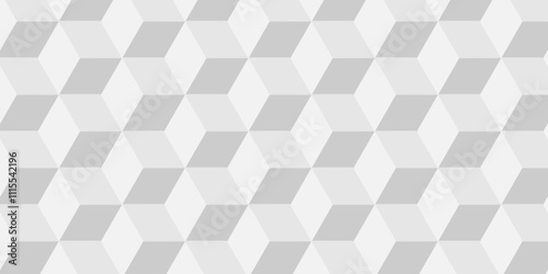 Vector abstract white and gray geometric minimal cube hexagon surface texture design. white cubies block and mete glossy thin smooth structure isometric grid banner and wallpaper.