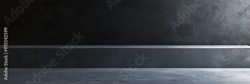 Black Interior Design with Counter and Empty Wall