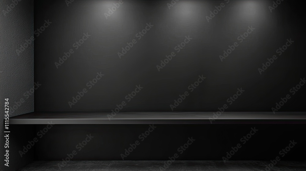 Obraz premium Black Interior Design with Counter and Empty Wall