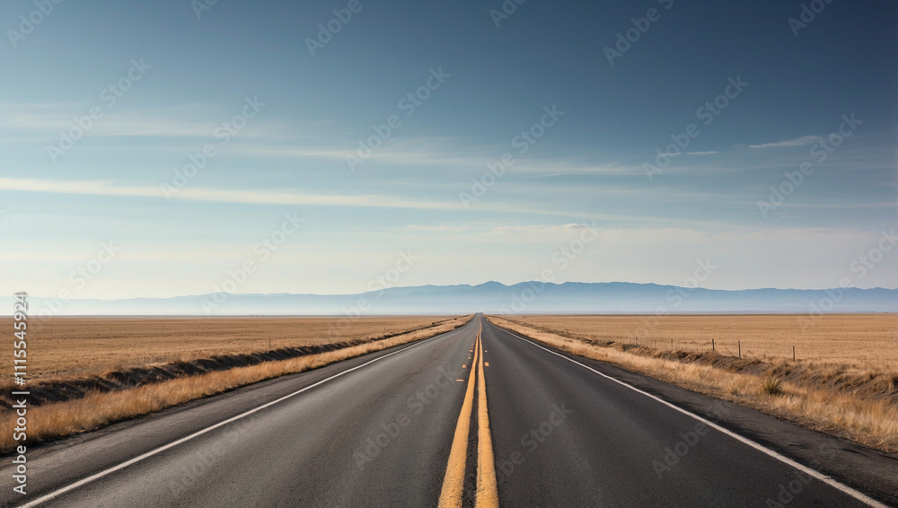 Empty Road Stretching into Horizon Empty Road Stretching into Horizon