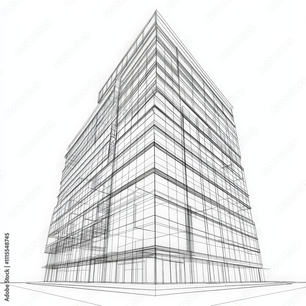 Fototapeta premium A tall building with a lot of windows and a glass facade