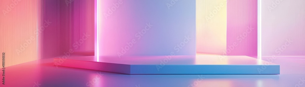 Colorful Abstract Background with Neon Light and Geometric Shapes Colorful Abstract Background with Neon Light and Geometric Shapes