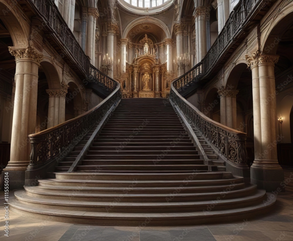 Fototapeta premium Grand staircase with intricate details in the Church of Saints Cyril and Methodius , cyril, church