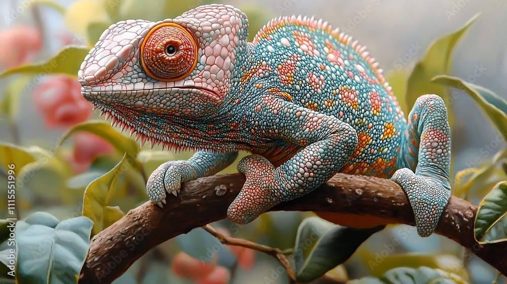 Obraz premium Chameleon Pencil Sketch Wall Art Minimalist Wildlife-Inspired Wallpaper