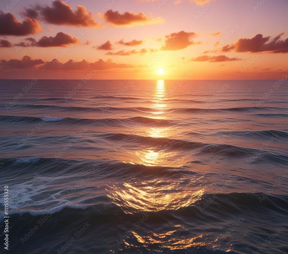 Vibrant hues of a summer sunset over the ocean, lively mood, bold colors, glowing clouds, colorful sky, beautiful light Vibrant hues of a summer sunset over the ocean, lively mood, bold colors, glowing clouds, colorful sky, beautiful light