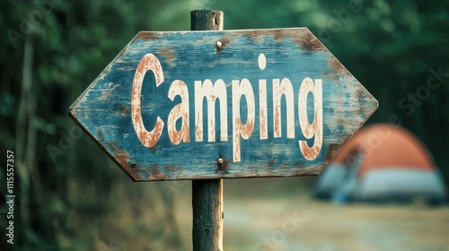 Rustic Camping Sign: Vintage Vibes, Nostalgic Atmosphere