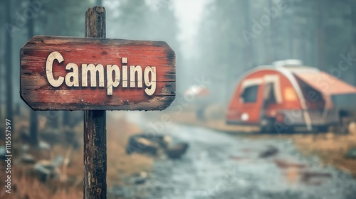 Rustic Camping Sign: Vintage Vibes, Nostalgic Atmosphere