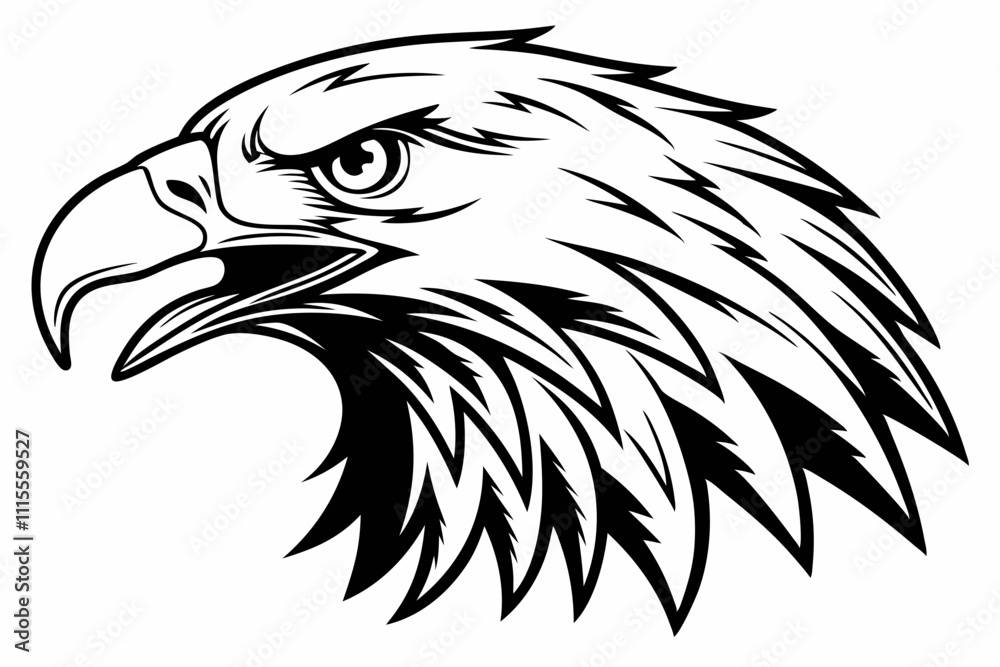 Fototapeta premium Eagle head silhouette vector illustration, head stylized logo, eagle bird icon