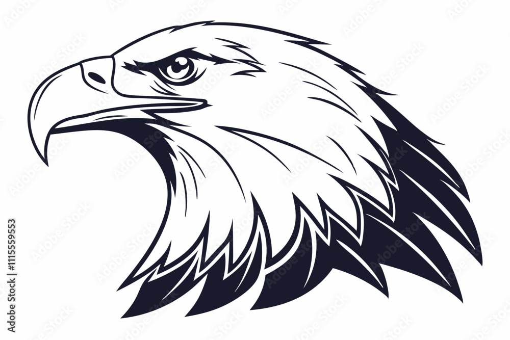 Obraz premium Eagle head silhouette vector illustration, head stylized logo, eagle bird icon