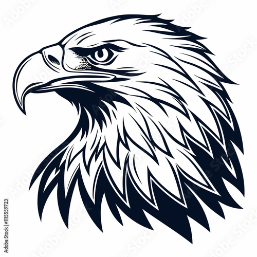 Eagle head silhouette vector illustration, head stylized logo, eagle bird icon