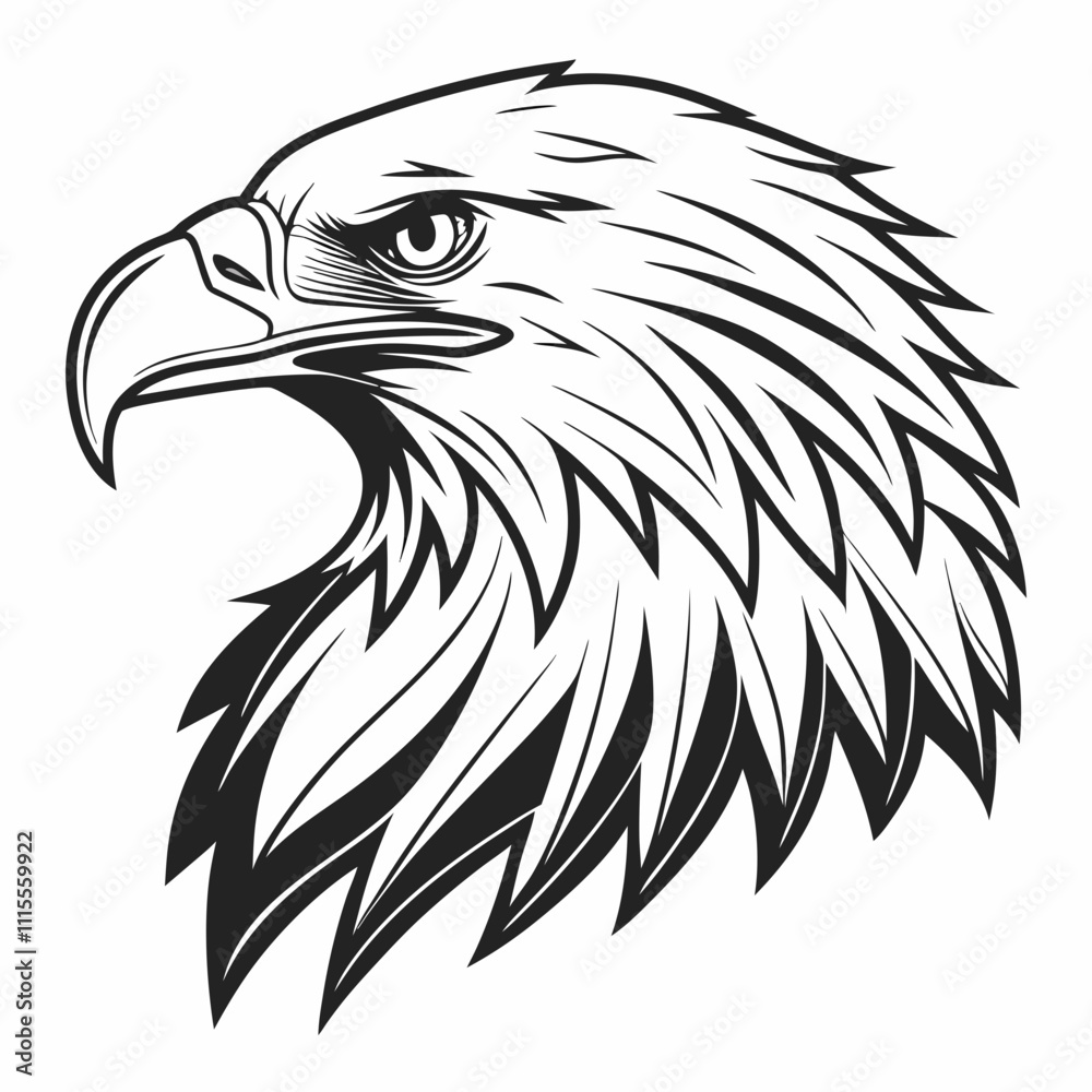 Obraz premium Eagle head silhouette vector illustration, head stylized logo, eagle bird icon