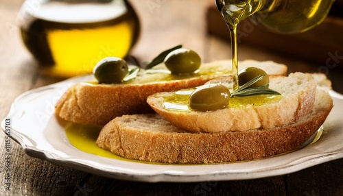 olive oil on bread, AI generated