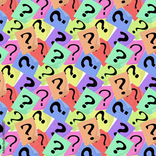 Multicolored stickers with question marks.Vector pattern with question marks on colorful stickers.