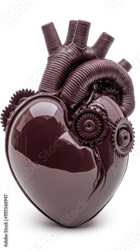 Chocolate heart sculpture with mechanical elements blends art and whimsy, AI photo