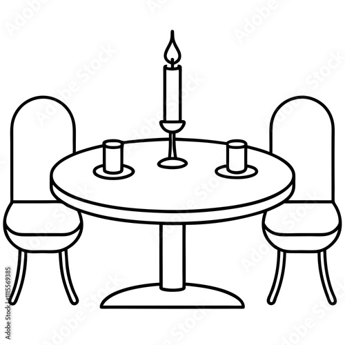 Romantic Dinner Setup Sketch.