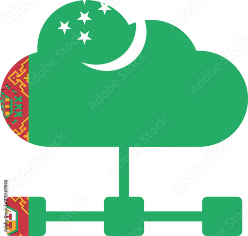 Cloud Server Icon of Turkmenistan Flag