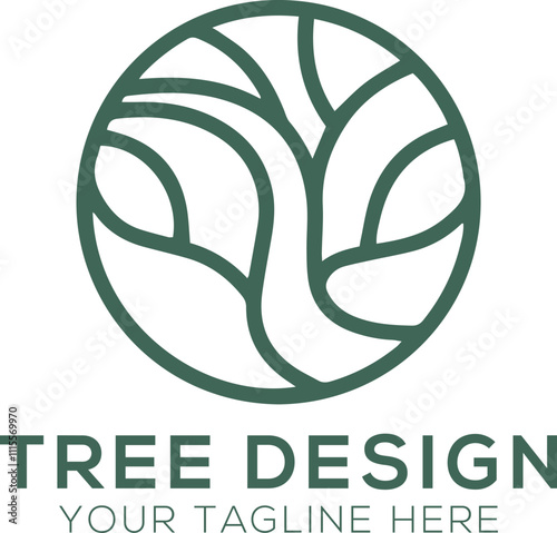 Olive tree logo. Extra virgin olive oil label icon. Tree of life symbol. Organic branch brand identity. Plant leaf sign. Vector illustration.