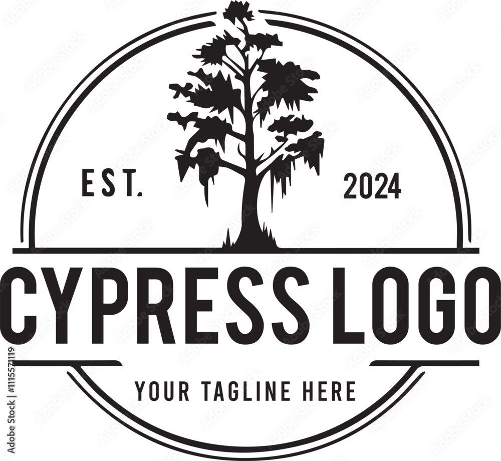 Ταπετσαρία Cypress tree Timber logo Design for download your company