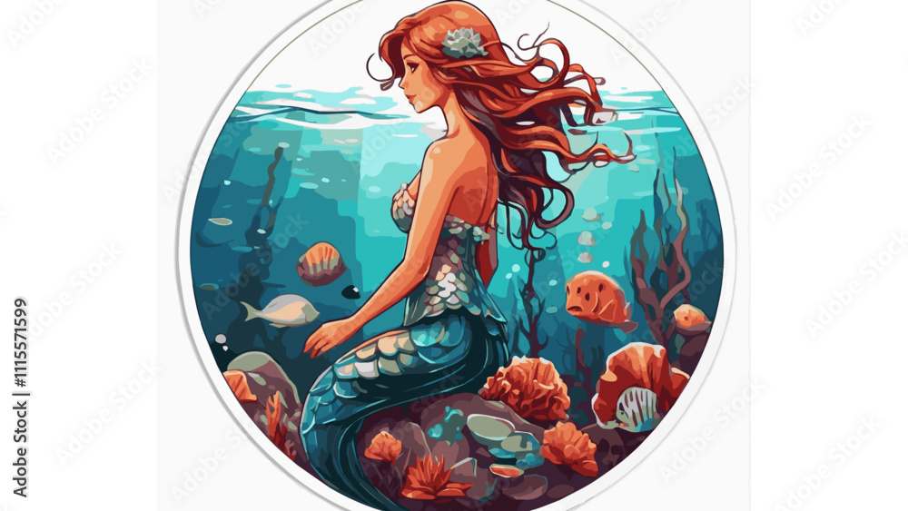 Fototapeta premium beautiful mermaid under the sea 005