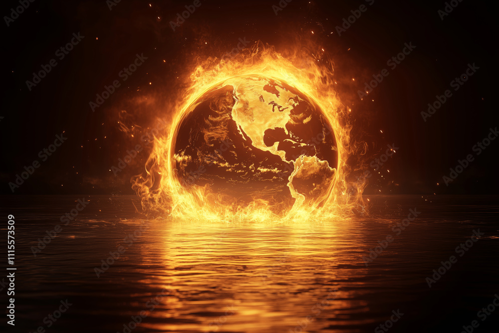 Obraz premium Intense global heat waves illustrate alarming climate change realities