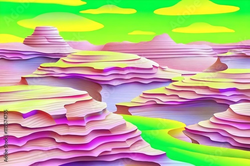 Vibrant Layered Landscape Art Inspired Modern Abstract Expressionism photo