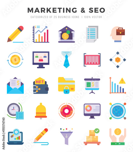 Set of Marketing & Seo Icons Flat icons collection.