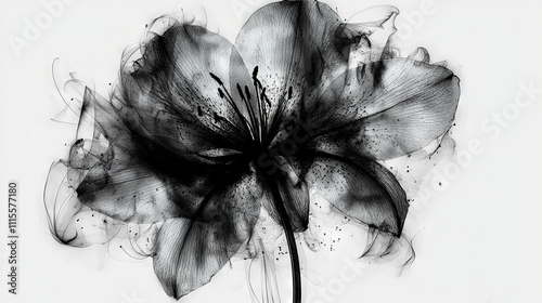  A monochrome image of a flower emitting considerable smoke from its core