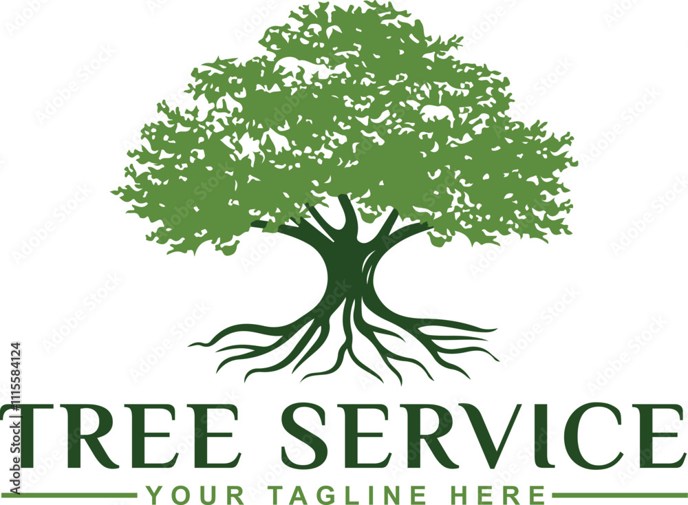 Obraz premium Kids sit down playing swing oak tree playground spring fall leaf vector logo design