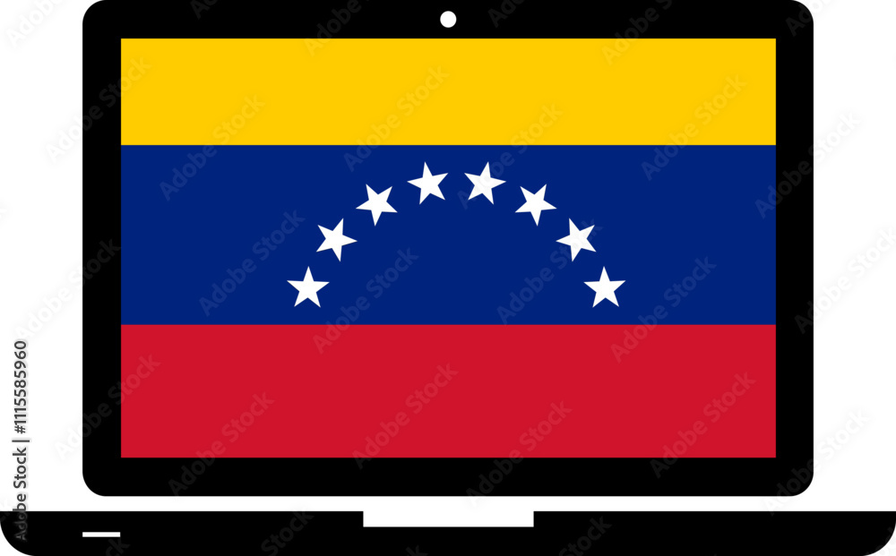 Fototapeta premium Venezuela Flag in Laptop