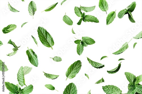 Mint leaves isolated on white background with clipping path, collection
