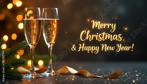 Merry Christmas And New Year Card