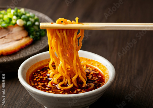 激辛つけ麺を食べる