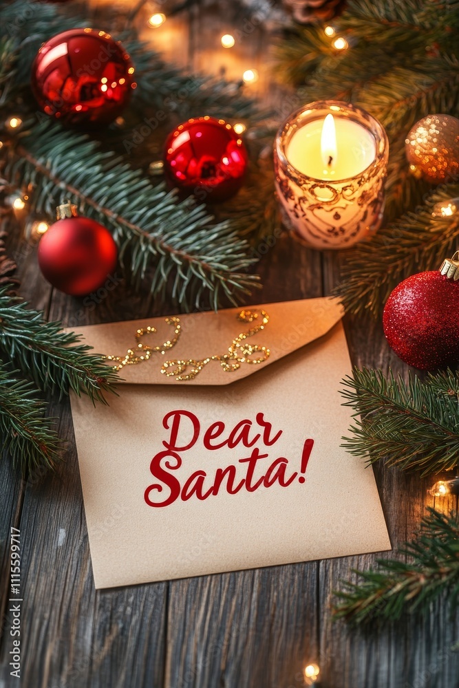 Festive christmas scene with letter to santa Festive christmas scene with letter to santa