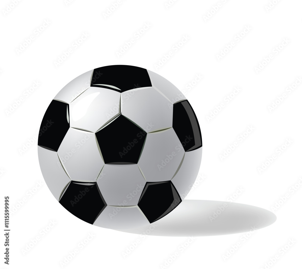 Fototapeta premium Realistic Soccer Ball with Shadow – Classic Football Icon Illustration