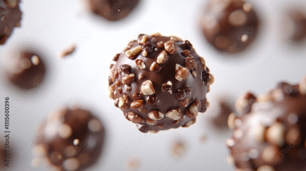 Delectable chocolate truffle clusters on white Delectable chocolate truffle clusters on white