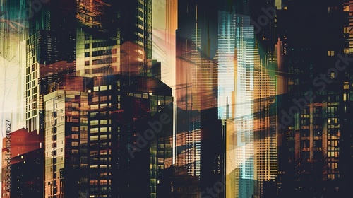 Urban Silhouette Abstract Art Background - a modern and captivating visual. The skyscraper skyline creates a sleek and contemporary urban aesthetic.