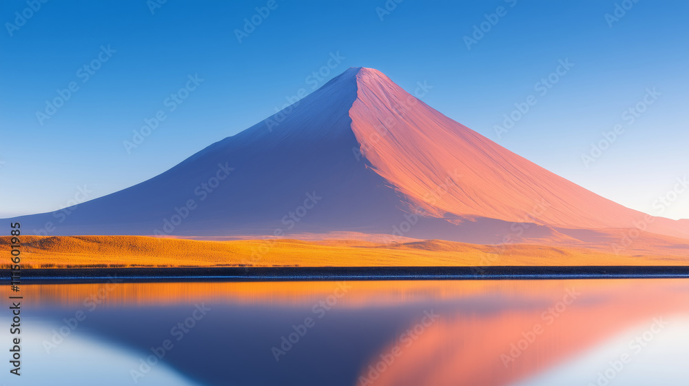 Fototapeta premium Snow-Capped Mountain Reflecting on Clear Lake