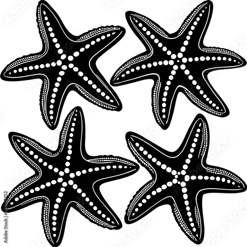Set of starfish silhouette vector illustration, Starfish icon collection