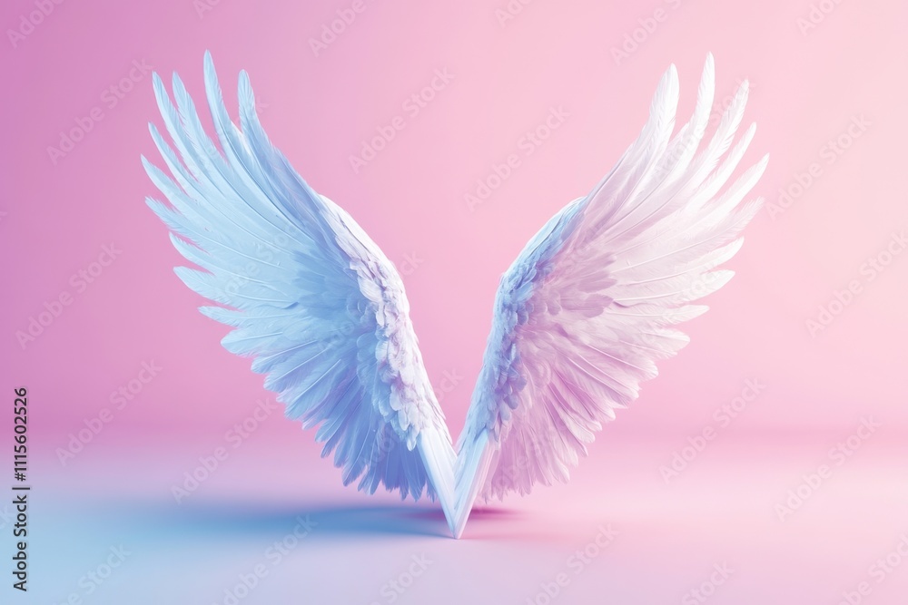 Obraz premium A colorful winged letter V and the wings are spread out